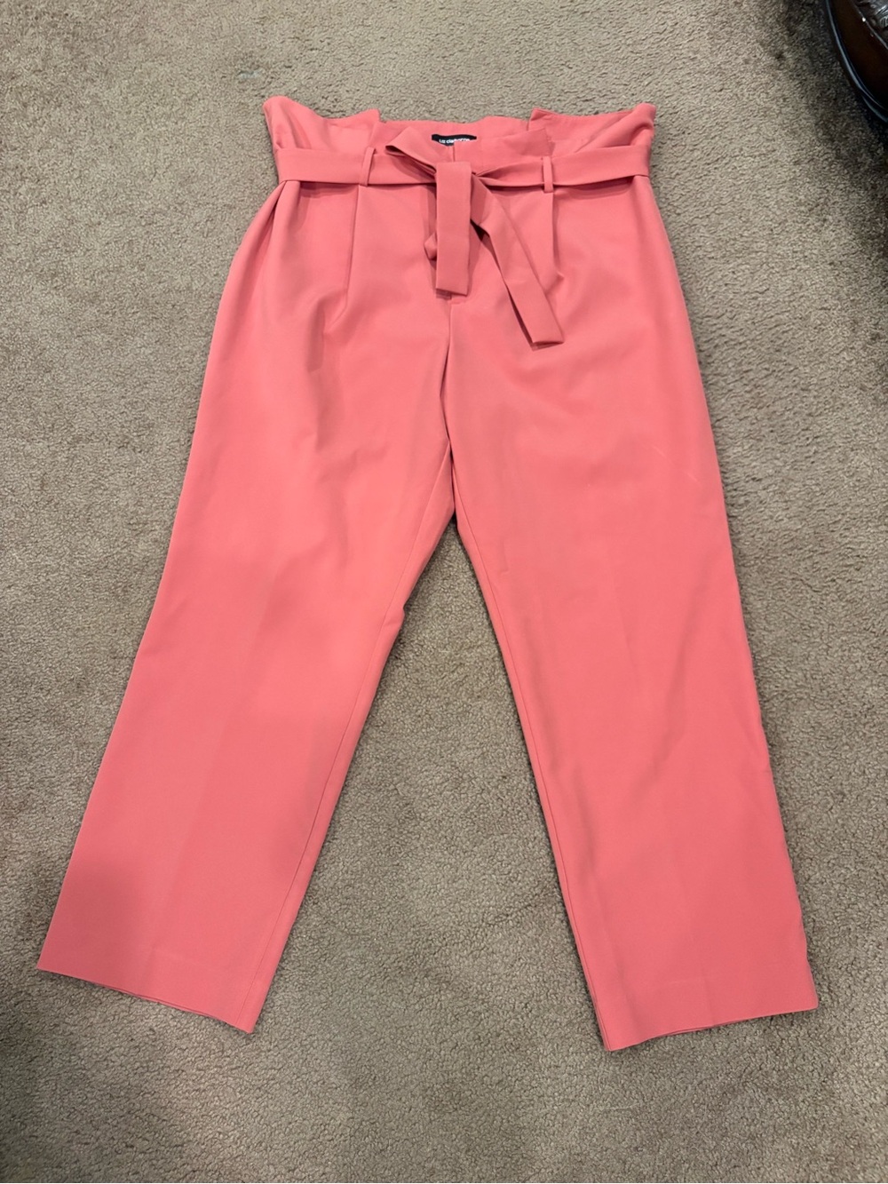 Liz Claiborne High-Rise Paperbag Waist Coral Pink Trousers size 16